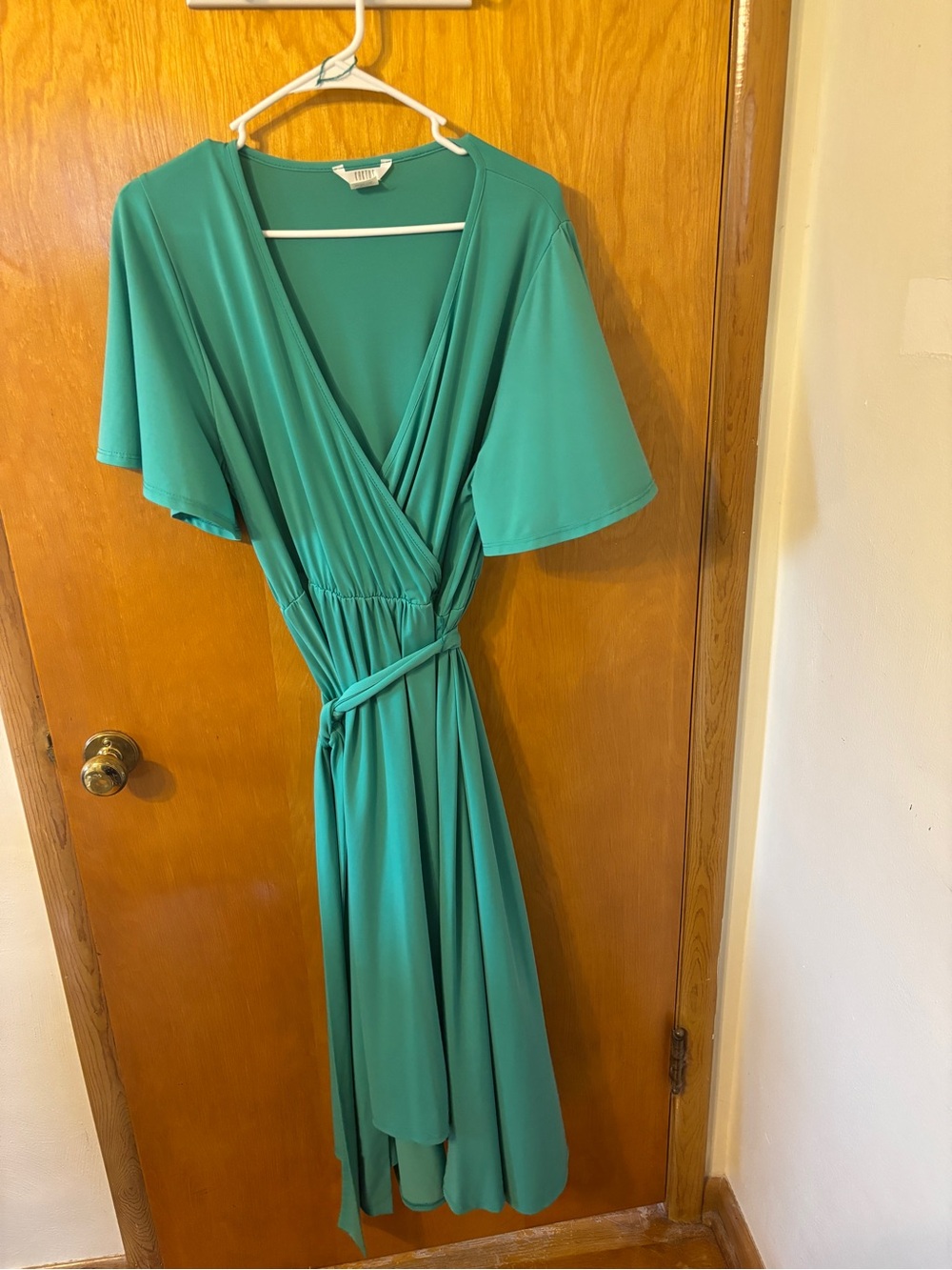Kaktus Teal Wrap Midi Dress